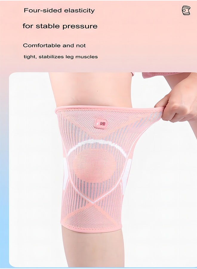 SHIWEI 2-Piece Set Of Sports kneePads, Anti-Slip, Thin, Elastic And Breathable knitted Nylon Sports knee Pads For Cycling, Running And Skipping, Pink  - Image 5