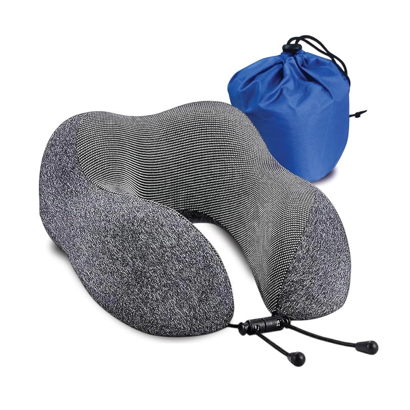 nexlev nexlev Travel Pillow 100 Pure Memory Foam Comfortable Breathable Cover Machine Washable Carry Pouch for Storage 360degree Support and Curve Design Airplane Car Home Use Dark Grey NP03  - Image 1