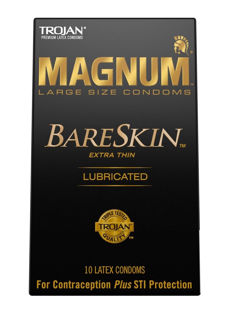 Trojan Magnum Bareskin Large Size Condoms - 10 Count