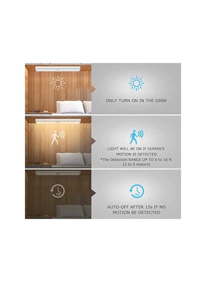 Topleo Motion Sensor Light Bar Night Light for Room, Stick-on Anywhere Wireless Battery Operated 10 LEDs Closet Lights Wardrobe Lighting LED Light(Warm White, 3 Pack)  - Image 2