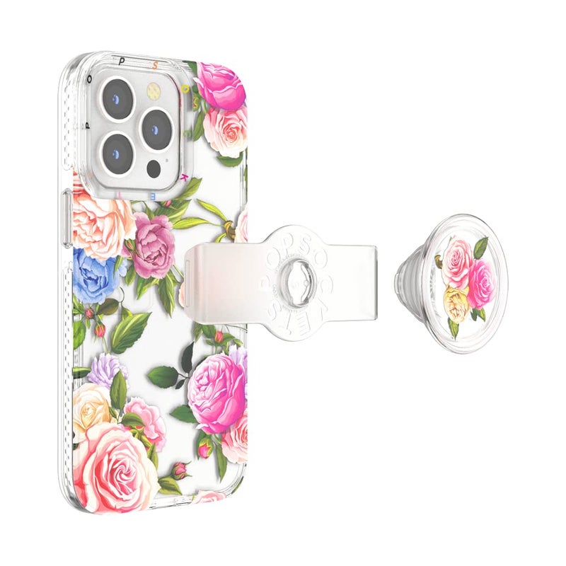 POPSOCKETS غطاء iPhone 13 Pro مع مقبض الهاتف والانزلاق, غطاء هاتف لـ iPhone 13 Pro - زهور عتيقة - Image 5