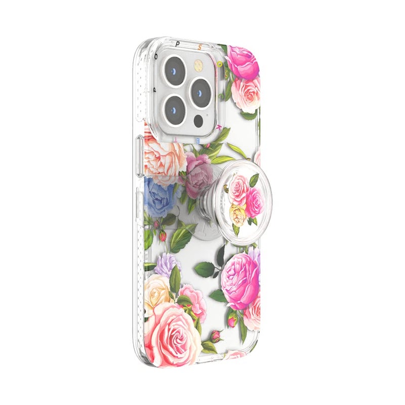 POPSOCKETS غطاء iPhone 13 Pro مع مقبض الهاتف والانزلاق, غطاء هاتف لـ iPhone 13 Pro - زهور عتيقة - Image 1