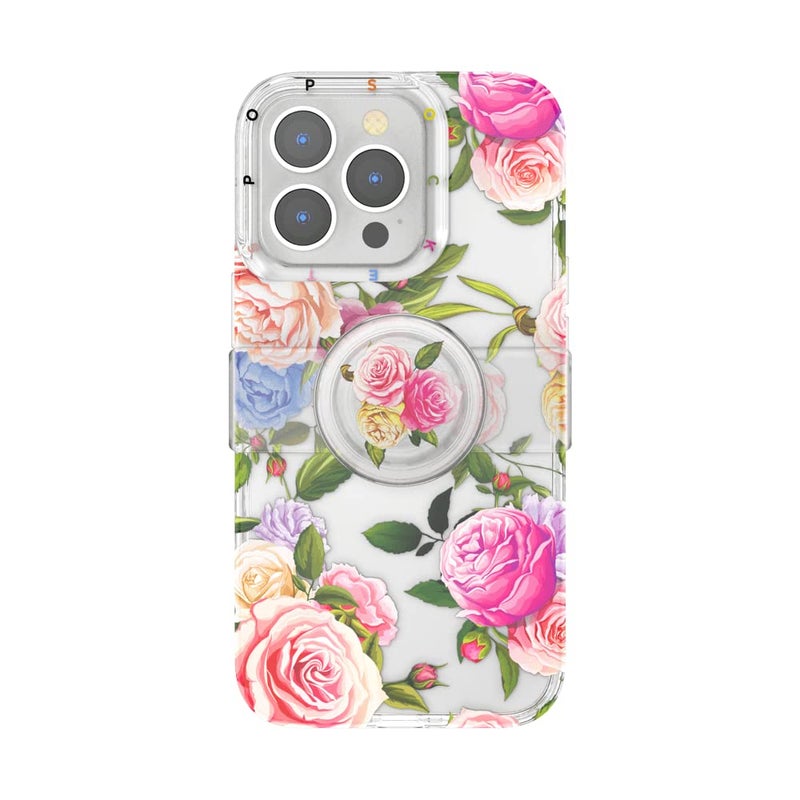 POPSOCKETS غطاء iPhone 13 Pro مع مقبض الهاتف والانزلاق, غطاء هاتف لـ iPhone 13 Pro - زهور عتيقة - Image 3