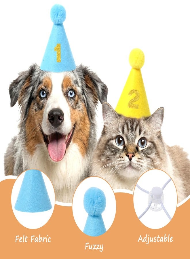 Larrel 8PCS Mini Party Hats for Stuffed Animals, Colorful Felt Birthday Party Hats, Birthday-Party Cone Hat with Replaceable Gold Numbers, Mini Cone Hat for Dolls, Dog, Cat, Rabbit and Puppies (8 Colors) - Image 3