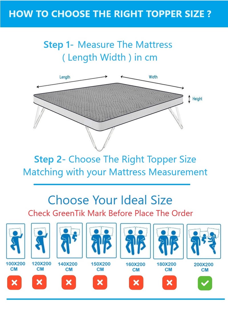 Blueberry Mattress Topper Quilted with 4 Corner Elastic Straps 6cm Height 200x200cm  - Image 4