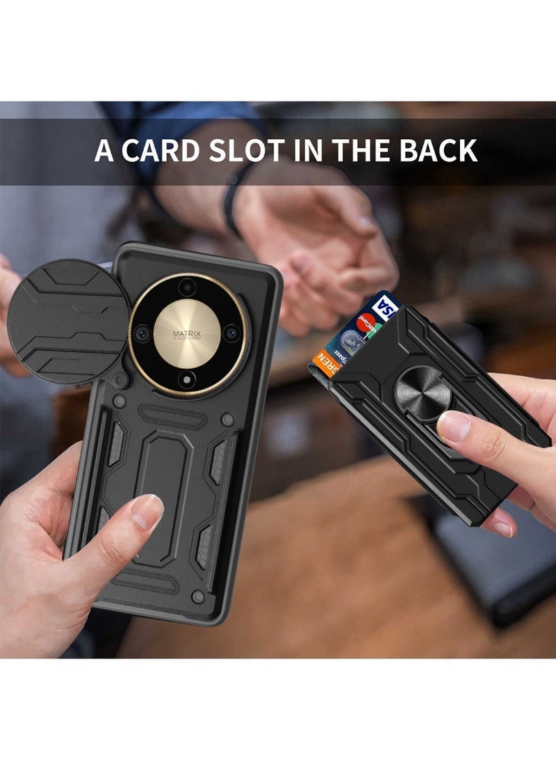 جراب شيلد لـ Honor X9d بحماية كاملة ضد الصدمات وغطاء كاميرا متحرك مع دبلة معدنية وحافظة بطاقات - Image 2