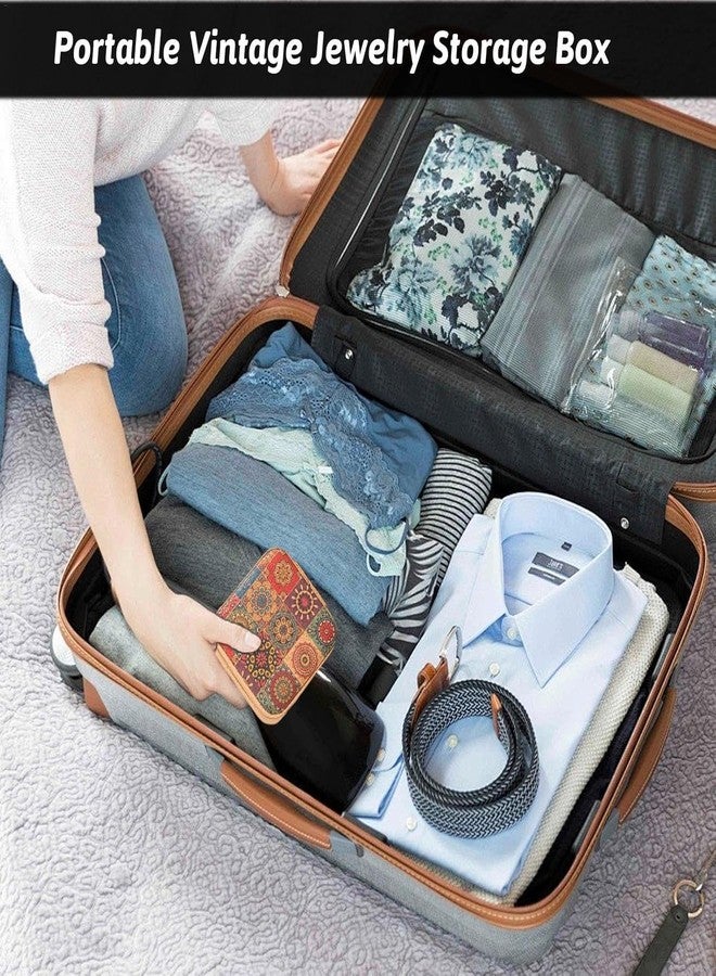 Hidak علبة مجوهرات من قماش هيداك المطبوع | حقيبة سفر قماشية بأقسام | لحفظ الخواتم والأقراط | هدية محمولة للنساء - Image 4