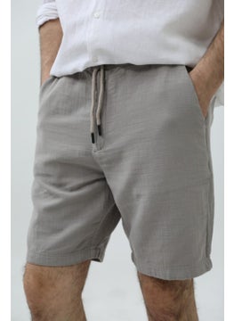 Cool Tarz Cool Style Men's Light Grey Musli Laced Linen Shorts  - Image 1