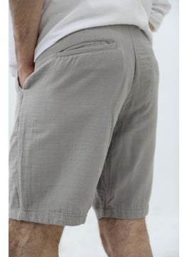 Cool Tarz Cool Style Men's Light Grey Musli Laced Linen Shorts  - Image 2