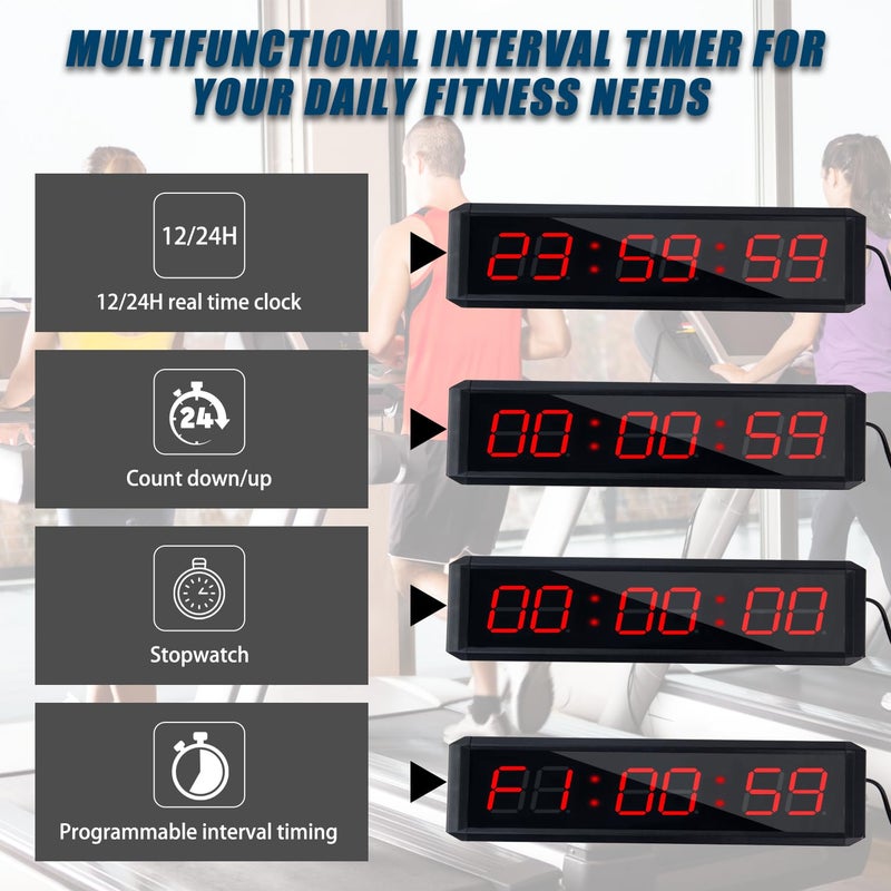 SMAHEAT Fitness Timer with Stopwatch Button, Suitable for School/exam/Home Exercise/Gym/Gym SMAHEAT Electronic Fitness Timer (1.5 inch six-Digit All-red) - Image 3