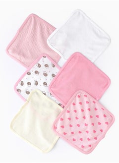 Tiny Hug Soft Baby Washcloths - Set of 6 in Pink and White Tones with Patterns  - Image 2