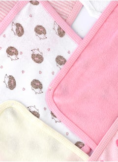 Tiny Hug Soft Baby Washcloths - Set of 6 in Pink and White Tones with Patterns  - Image 3
