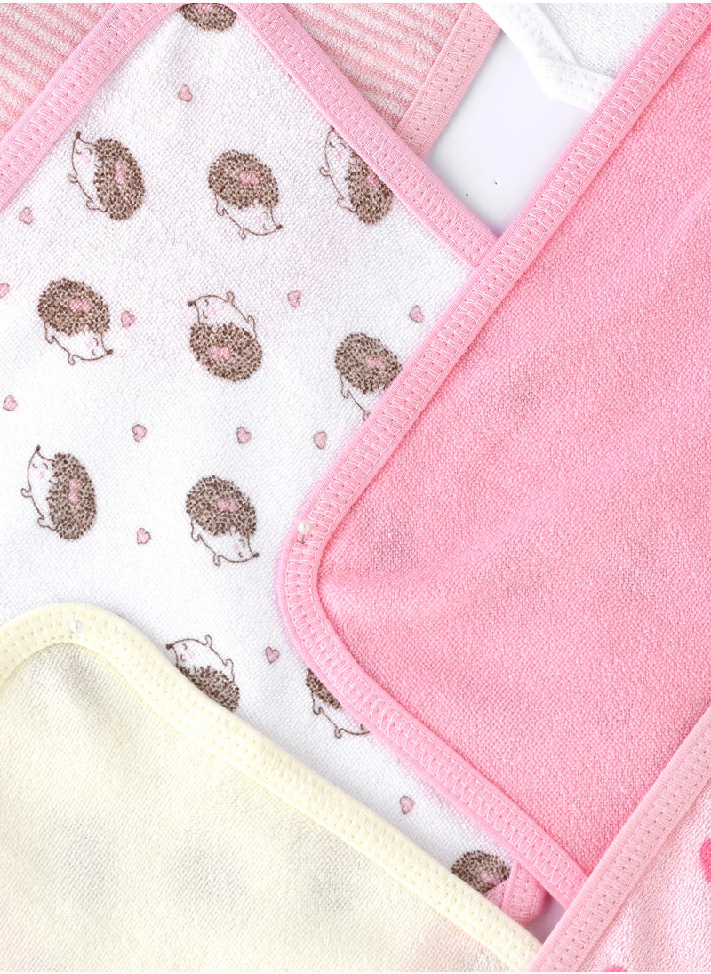 Tiny Hug Soft Baby Washcloths - Set of 6 in Pink and White Tones with Patterns  - Image 3