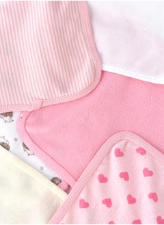 Tiny Hug Soft Baby Washcloths - Set of 6 in Pink and White Tones with Patterns  - Image 4