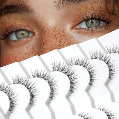 Onlyall Natural Lashes Wispy Lashes Natural Look False Eyelashes Natural Flared Eyelashes False Eye Lashes Soft Fluffy Lashes 7 Pairs D9 Natural Foxy-12mm - Image 1