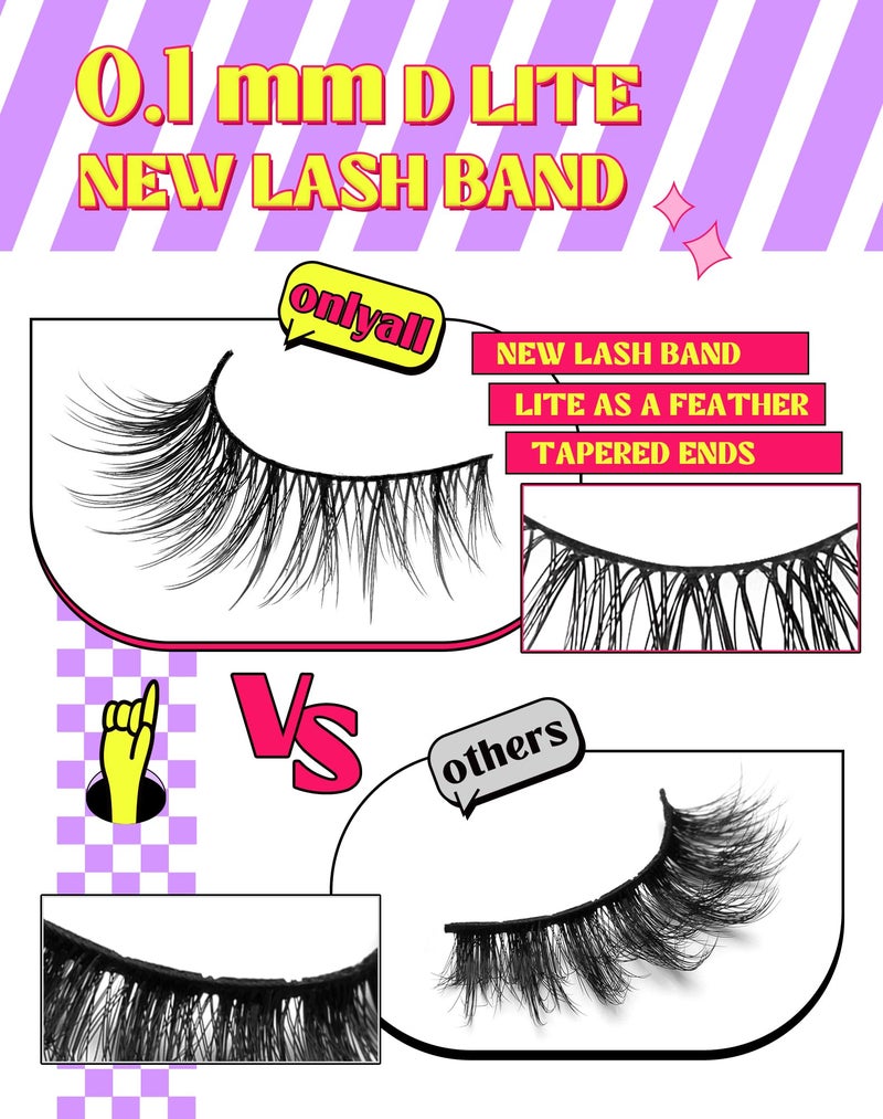 Onlyall Natural Lashes Wispy Lashes Natural Look False Eyelashes Natural Flared Eyelashes False Eye Lashes Soft Fluffy Lashes 7 Pairs D9 Natural Foxy-12mm - Image 3