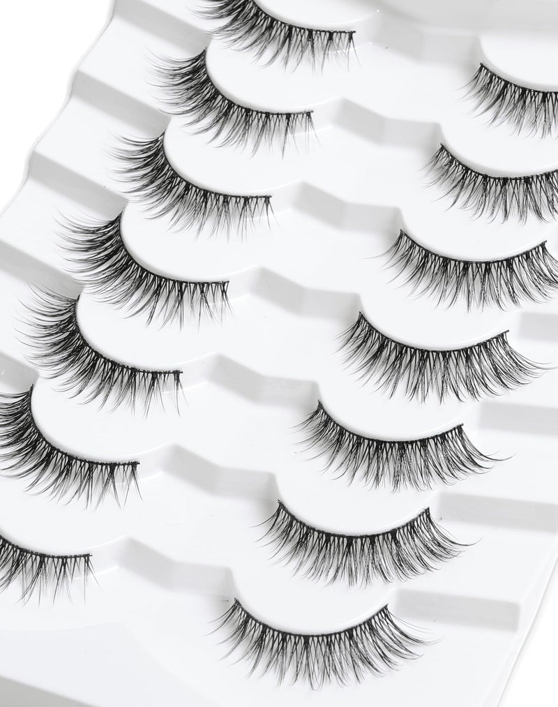 Onlyall Natural Lashes Wispy Lashes Natural Look False Eyelashes Natural Flared Eyelashes False Eye Lashes Soft Fluffy Lashes 7 Pairs D9 Natural Foxy-12mm - Image 5