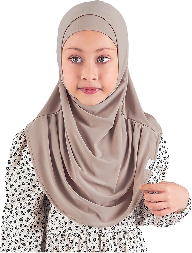 Modefa Islamic Girl Child Practical Amira Hijab Two Piece Muslim Scarf & Bonnet - Instant Easy Hijab - Image 1