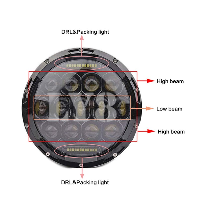 2x 7" Round LED Headlights 75W with DRL Hi/Lo Beam for Offroad Jeep Wrangler JK TJ Harley Davidson Hummer - Image 1