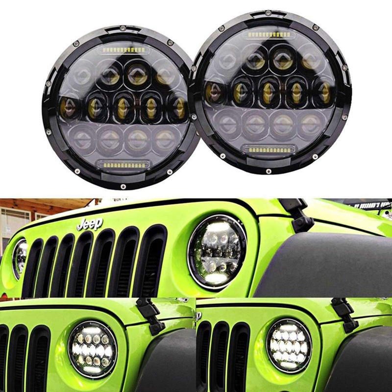 2x 7" Round LED Headlights 75W with DRL Hi/Lo Beam for Offroad Jeep Wrangler JK TJ Harley Davidson Hummer - Image 5
