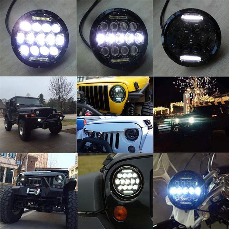 2x 7" Round LED Headlights 75W with DRL Hi/Lo Beam for Offroad Jeep Wrangler JK TJ Harley Davidson Hummer - Image 4