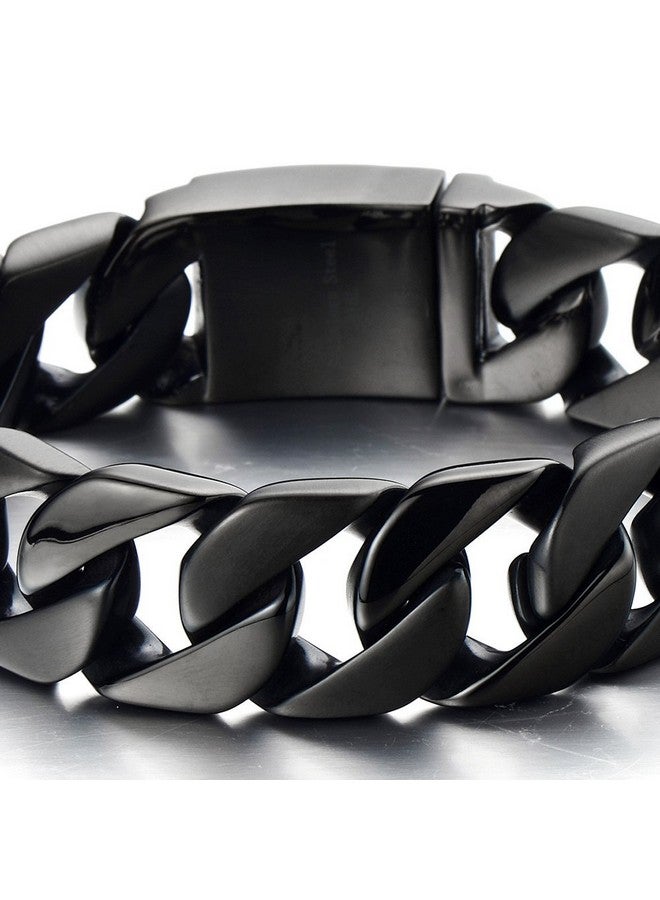 كول ستيل آند بيوند سوار COOLSTEELANDBEYOND رجالي من الفولاذ المقاوم للصدأ بسلسلة كبيرة سوداء اللون - Image 2