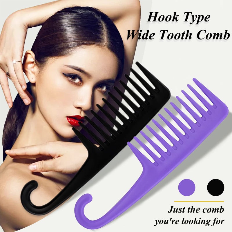SmaringWing 2PCS Large Wide Tooth Comb, Shower Combs with Hook for Wet Curly Hair, Premium Big Hair Brush Combs to Detangle Curls, Women Detangler Comb for Detangling Wigs, Styling Dry Thick Long Cabello - Image 4