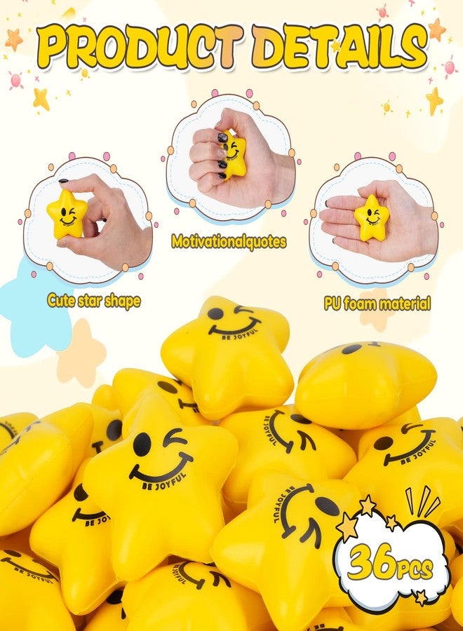 SHQDD Stress Balls, 36PCS Stress Balls for Kids & Adults - Mini Star Stress Balls Squeeze Toys, 2.16 Inch Cute Smiley Face Stress Relief Ball Bulk for Anxiety Fidget Sensory, Classroom Party Supplies - Image 3