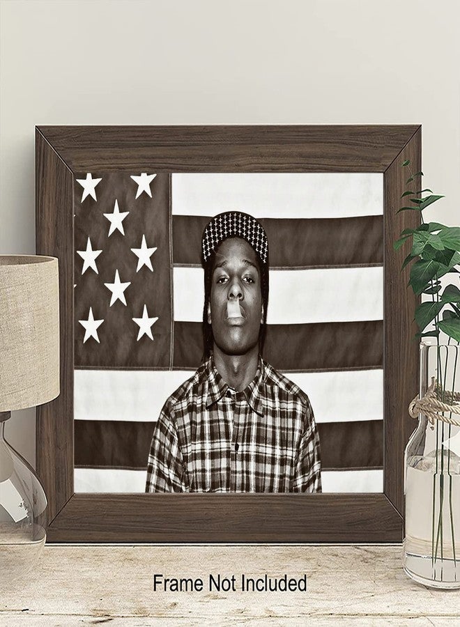 ملصق فني مطبوع عليه صورة XIHOO Christ-EZ ASAP Mob Rocky مع العلم، وقميص كاروهات يدخن، وموسيقى الراب والهيب هوب - ملصق غير لامع بدون إطار، هدية، مقاس 12 × 18 بوصة (30 سم × 46 سم). - Image 3