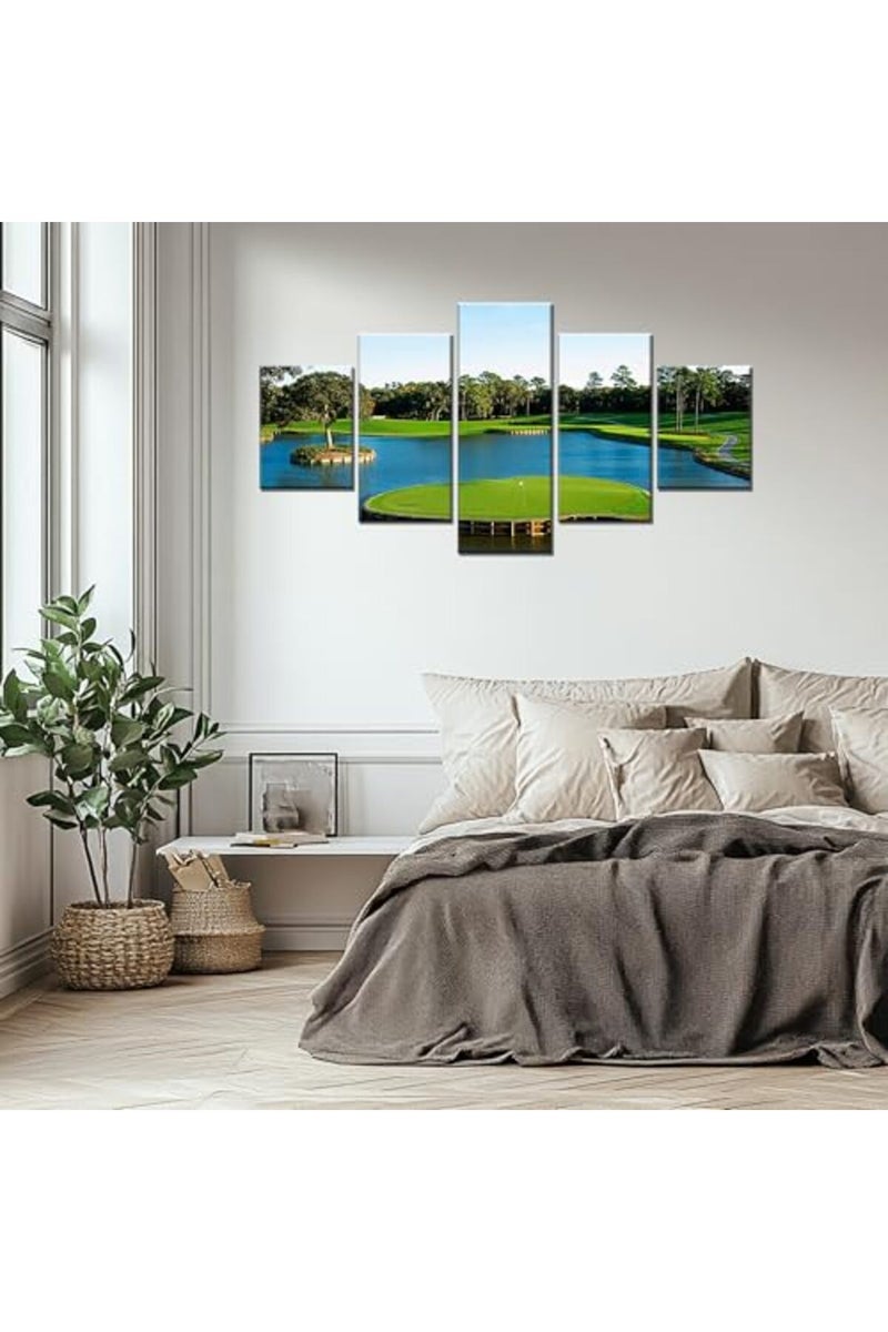 Artbrush Tower TPC Sawgrass Wall Art Golf Course Wall Decor Florida Pictures USA Golf Club Canvas Print Framed Golfing Sports Painting Poster Home Living Room Bedroom Decorations Ready to Hang(60''Wx32''H) - Image 4