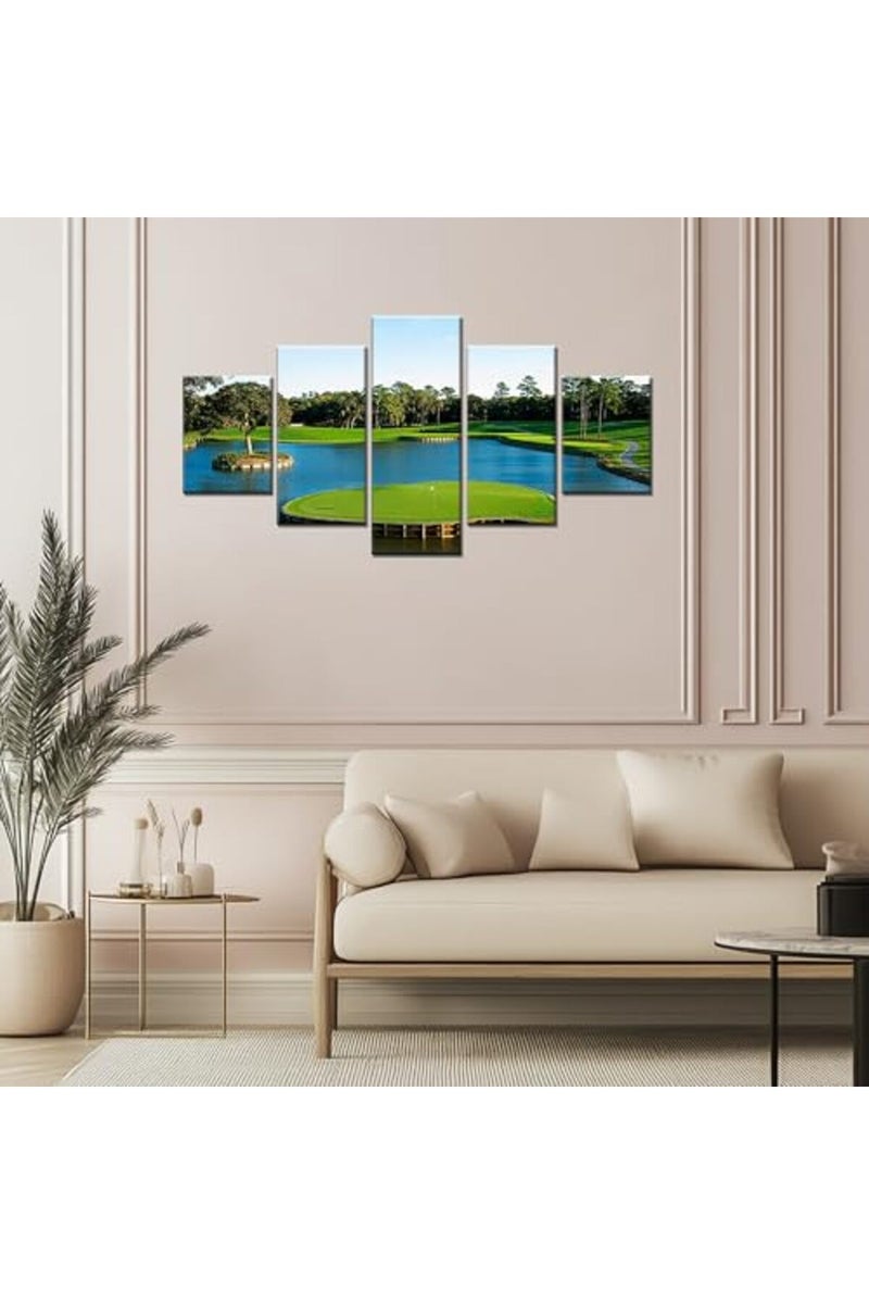 Artbrush Tower TPC Sawgrass Wall Art Golf Course Wall Decor Florida Pictures USA Golf Club Canvas Print Framed Golfing Sports Painting Poster Home Living Room Bedroom Decorations Ready to Hang(60''Wx32''H) - Image 5