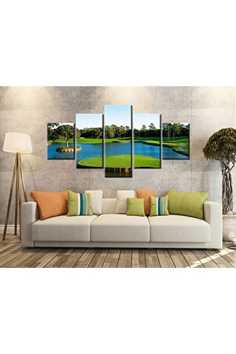 Artbrush Tower TPC Sawgrass Wall Art Golf Course Wall Decor Florida Pictures USA Golf Club Canvas Print Framed Golfing Sports Painting Poster Home Living Room Bedroom Decorations Ready to Hang(60''Wx32''H) - Image 2