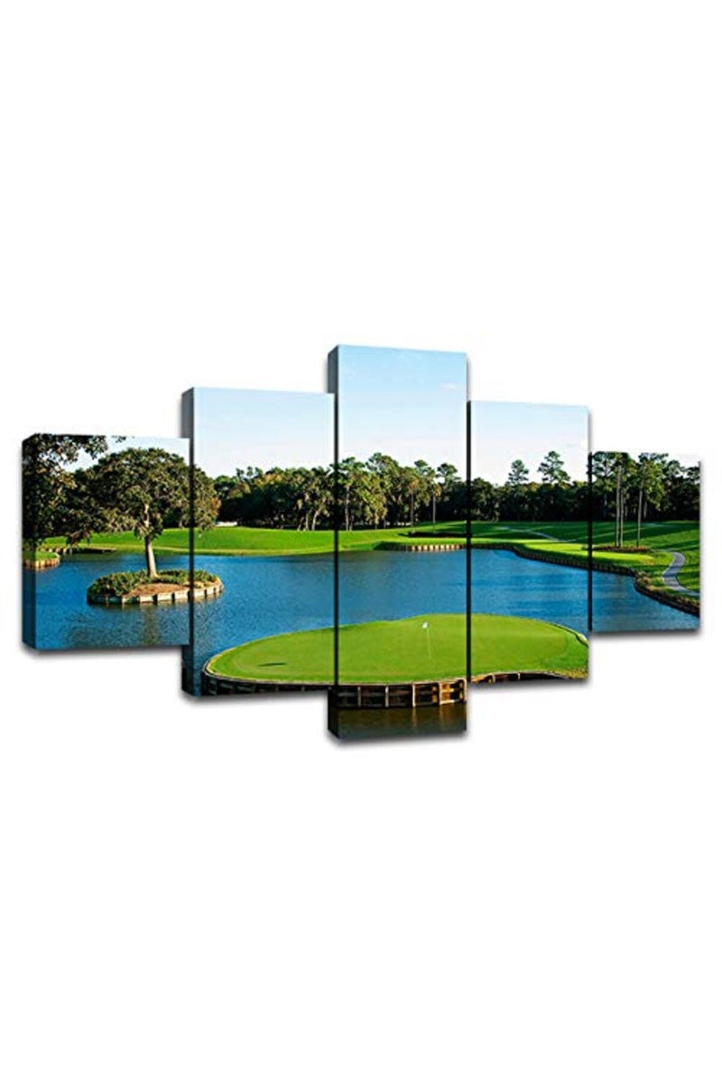 Artbrush Tower TPC Sawgrass Wall Art Golf Course Wall Decor Florida Pictures USA Golf Club Canvas Print Framed Golfing Sports Painting Poster Home Living Room Bedroom Decorations Ready to Hang(60''Wx32''H) - Image 3