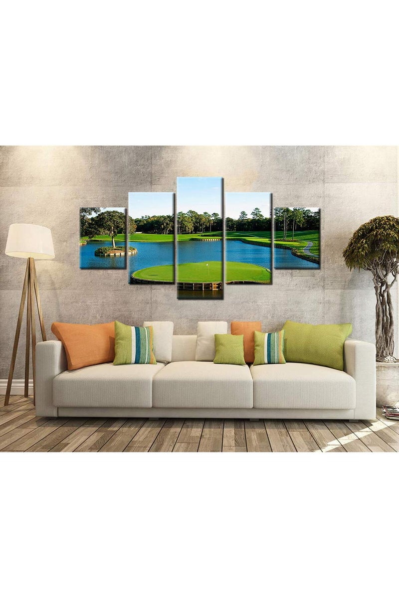 Artbrush Tower TPC Sawgrass Wall Art Golf Course Wall Decor Florida Pictures USA Golf Club Canvas Print Framed Golfing Sports Painting Poster Home Living Room Bedroom Decorations Ready to Hang(60''Wx32''H) - Image 1