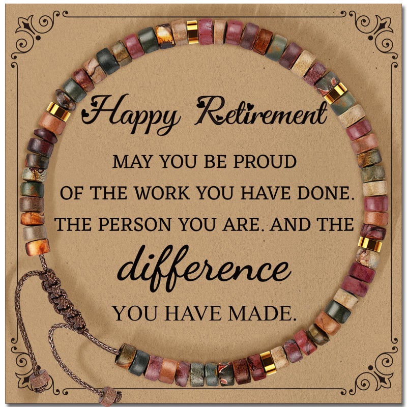 ZOKCC Retirement Bracelet Gift for Woman Healing Natural Stone Beads - Retired Gifts for Women Coworker Teacher Nurses Boss Friends Mom - Image 1