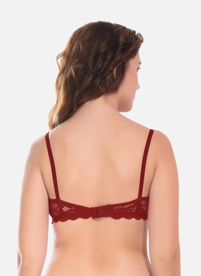 FIMS Pack of 3 Lightly Padded Lace Bras in Red and Purple - Image 5