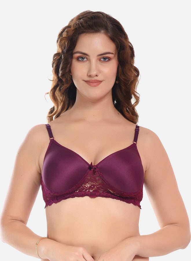 FIMS Pack of 3 Lightly Padded Lace Bras in Red and Purple - Image 3