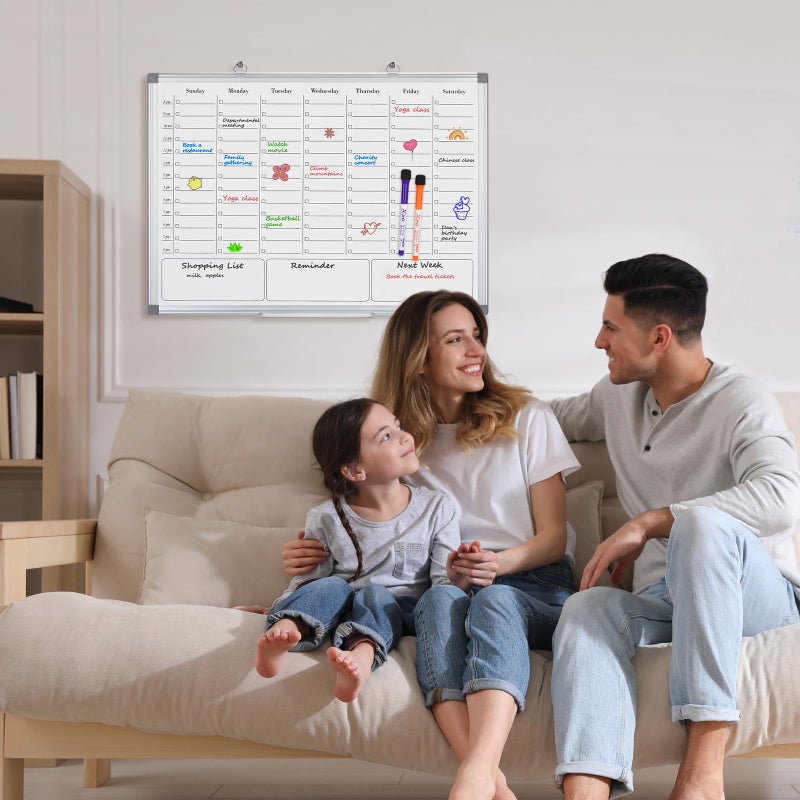 ONAVIA Weekly Calendar Dry Erase Board for Wall, Hanging 24"Ã—18" Double-Sided Magnetic Whiteboard with Hourly Slots, for Planning, Memo, to Do List, Home, Office, Kitchen - Image 5
