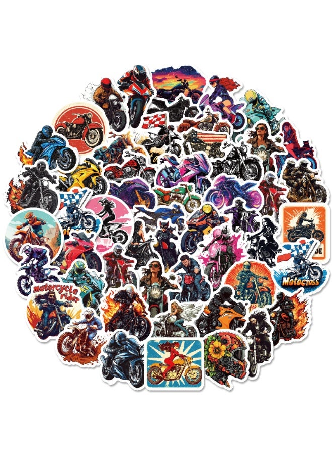 50 قطعة من ملصقات الدراجات النارية، ملصقات فينيل موتوكروس لزجاجات المياه، ملصقات كرتونية مقاومة للماء للدراجات النارية، ملصقات للكمبيوتر المحمول، ملصقات دراجات ترابية - Image 1
