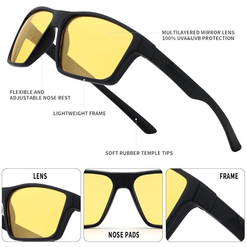 Karsaer Polarized Sports Sunglasses for Men Women Night Vision Yellow Lens Cycling Running Sun Glasses E1212 - Image 5