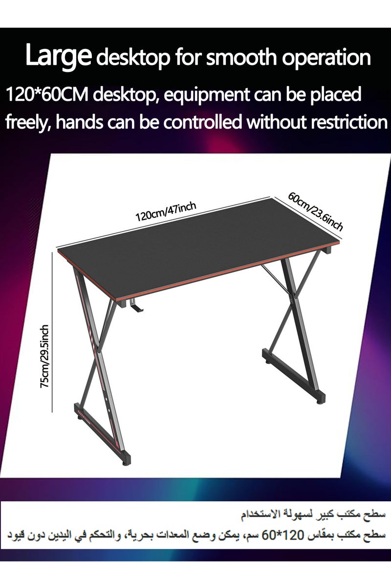 WEMART Computer Gaming Table,Office Table, Study Desk,Computer Desk,X-Shaped 120CM Gaming Table,Suitable for Gaming,Home Office,Study - Image 2