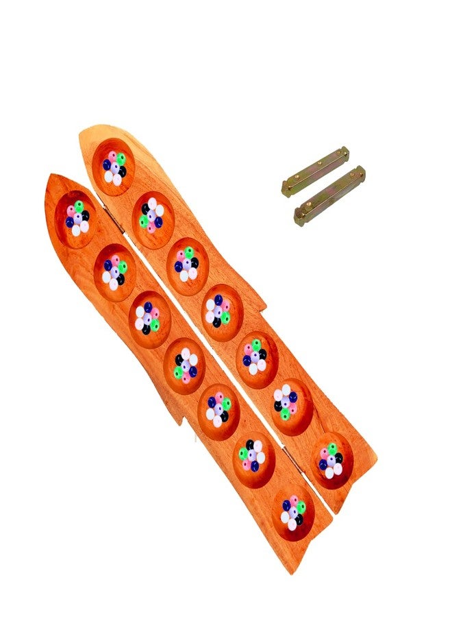 Himavat Pallankuli Wooden Board, Dice & 75+ Balls for for Kids and Adults | Pallanguzhi VAMANA GUNTALU | ALI GULI Mane | MANCALA Board Game - Image 1
