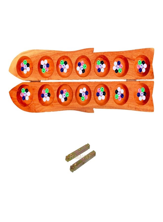Himavat Pallankuli Wooden Board, Dice & 75+ Balls for for Kids and Adults | Pallanguzhi VAMANA GUNTALU | ALI GULI Mane | MANCALA Board Game - Image 3