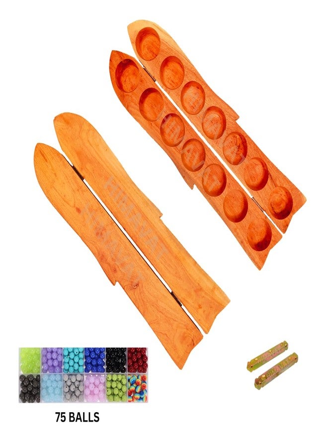 Himavat Pallankuli Wooden Board, Dice & 75+ Balls for for Kids and Adults | Pallanguzhi VAMANA GUNTALU | ALI GULI Mane | MANCALA Board Game - Image 4