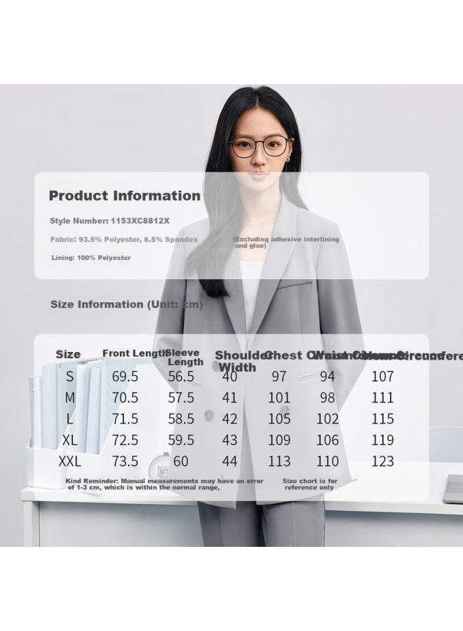 Sentubila Business Commuter Interview Women's Blazer Autumn Easy-care Draped Casual Suit Jacket Single Piece Top - Image 3