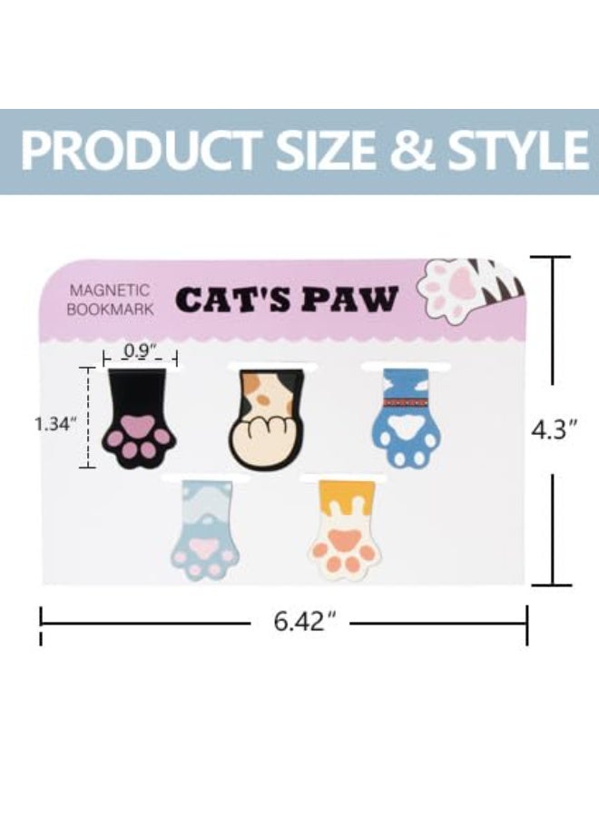 Cat Paw Magnetic Bookmarks, 5 Pieces, Assorted Colors - Image 4