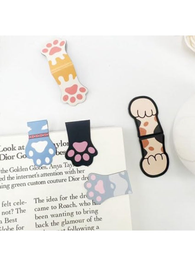 Cat Paw Magnetic Bookmarks, 5 Pieces, Assorted Colors - Image 2