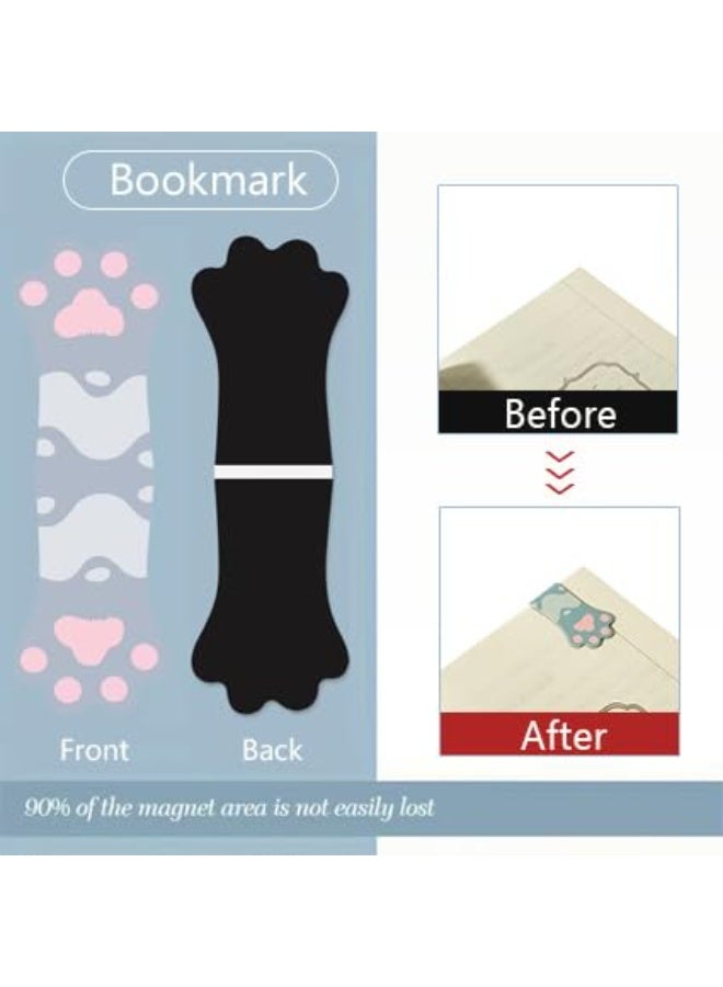 Cat Paw Magnetic Bookmarks, 5 Pieces, Assorted Colors - Image 3