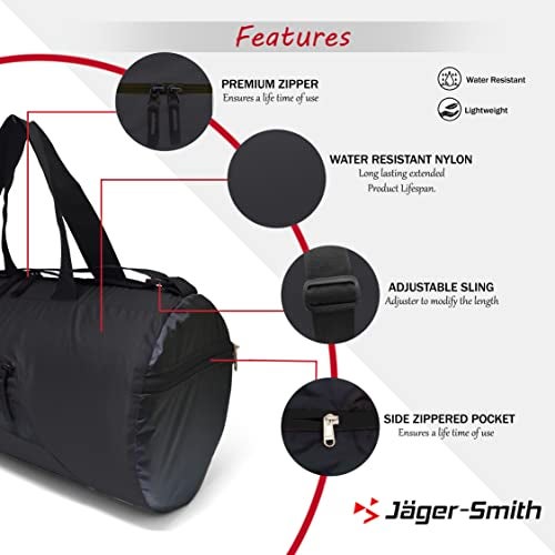 Jager_Smith Jager-Smith GB 700 Multipurpose Gym Bag with Shoe Compartment (Charcoal Black) - Image 4
