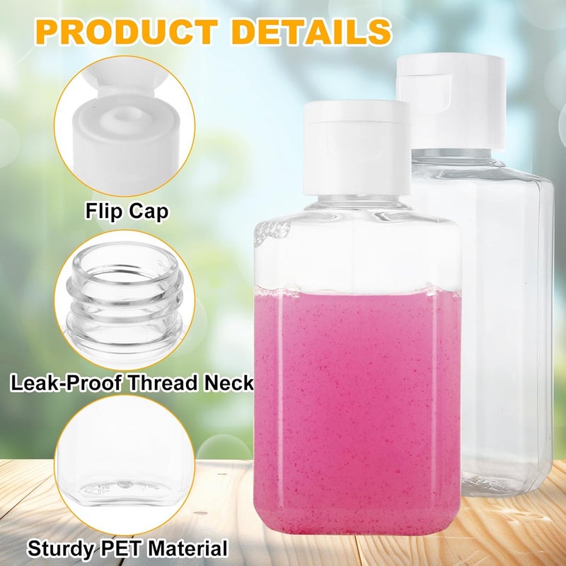 SENENQU 120 Pack 2 Oz Plastic Refillable Bottles with Flip Cap, Clear Hand Sanitizer Bottles, Travel Size Bottles with Flip Cap, Portable Reusable Containers with Lids for Shampoo,Body Soap,Toner, Lotion - Image 3